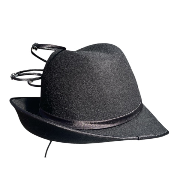 Vintage Black Felt Dress Hat Exquisite Elegance by Elke Rhinestone Embellished - Picture 4 of 7